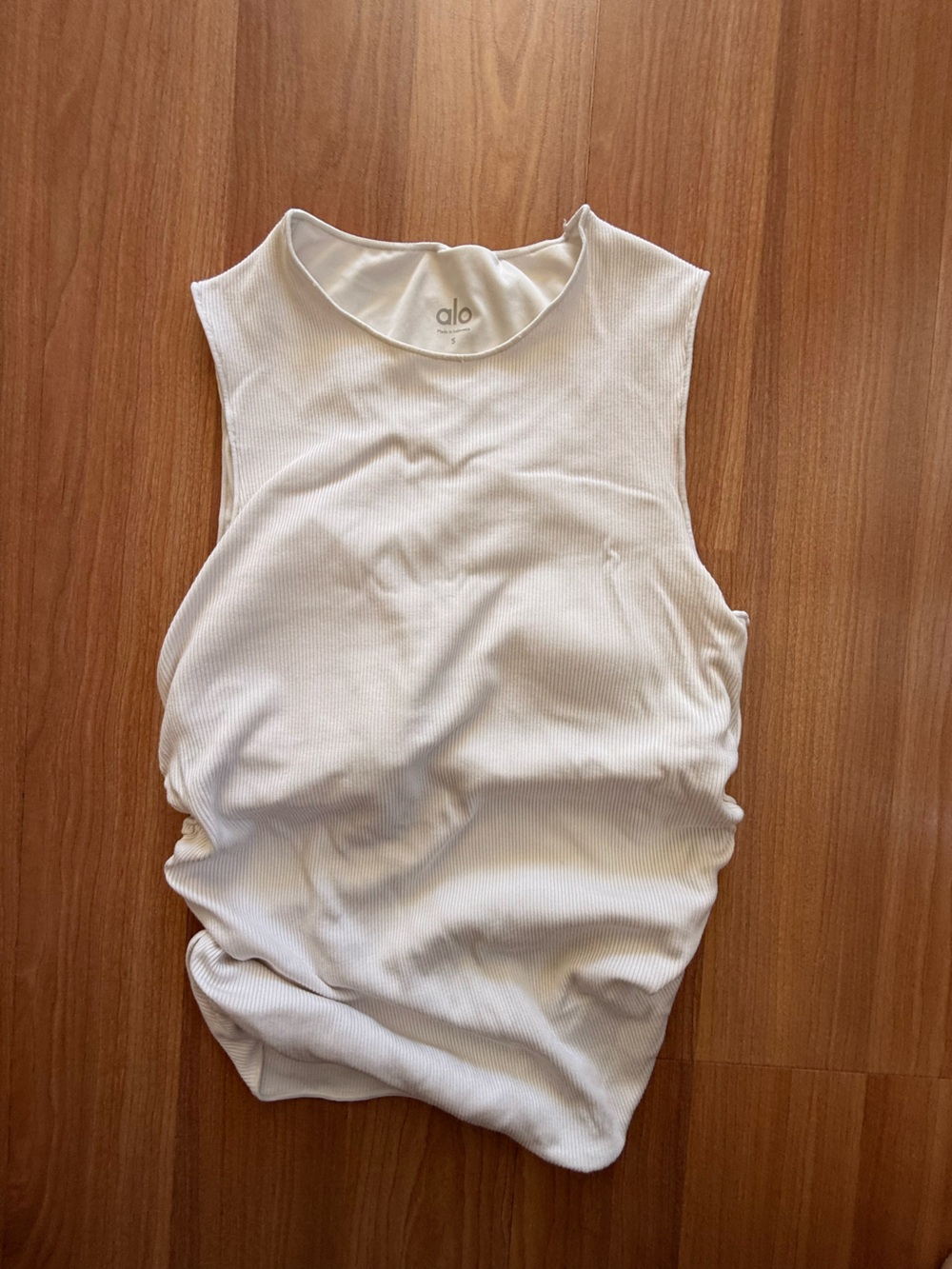 alo ribbed en point tank ivory small - Picture 2 of 5